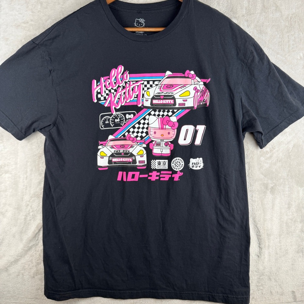 Sanrio Hello Kitty Tokyo Speed Racing Graphic T-Shirt Black XL JDM Drift Car